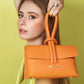 Orange Genuine Leather Handbag | Made in Italy | 