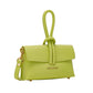 Green Genuine Leather Handbag with gold hardware and adjustable leather strap | Made in Italy